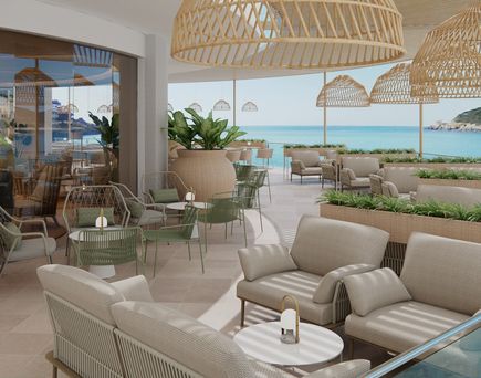Universal Mallorca Travel Universal Hotel Aquamarin Sant Elm Beach Club Hotel direkt am Meer Terrasse